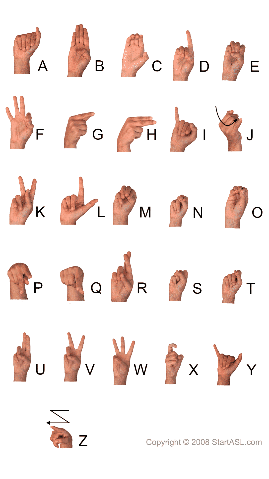 american sign language alphabet printable