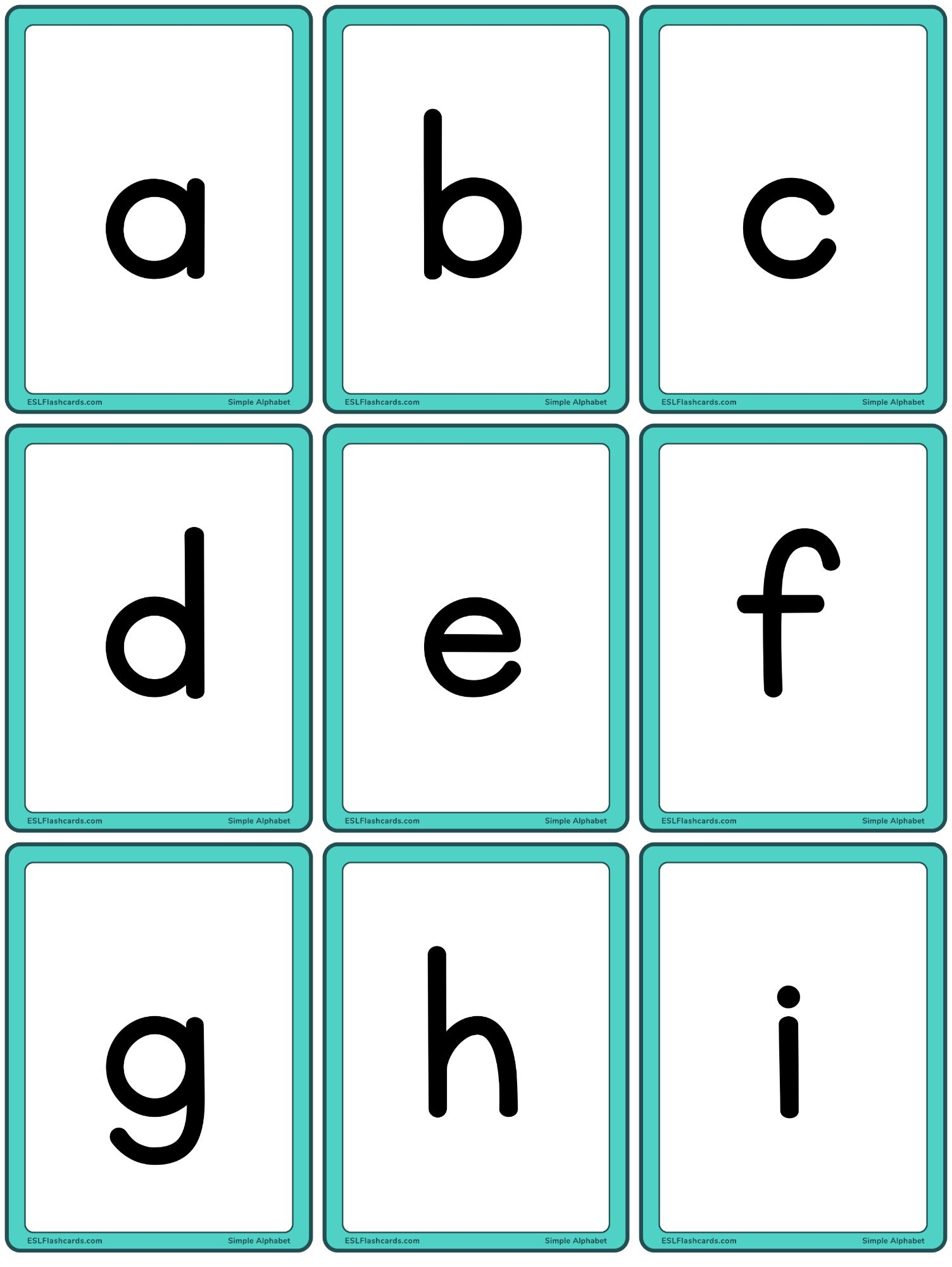 printable lower case alphabet letters