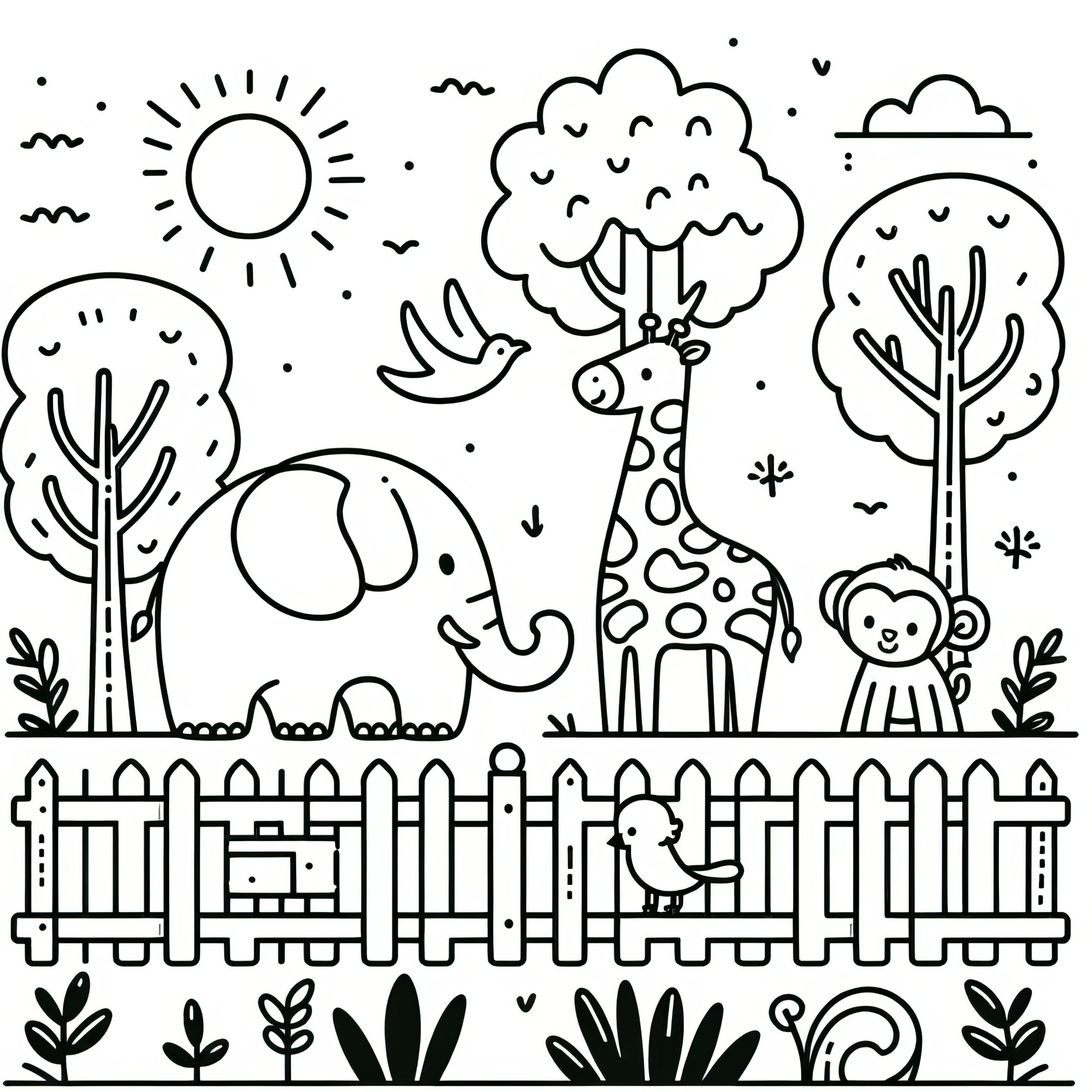 zoo animals coloring page