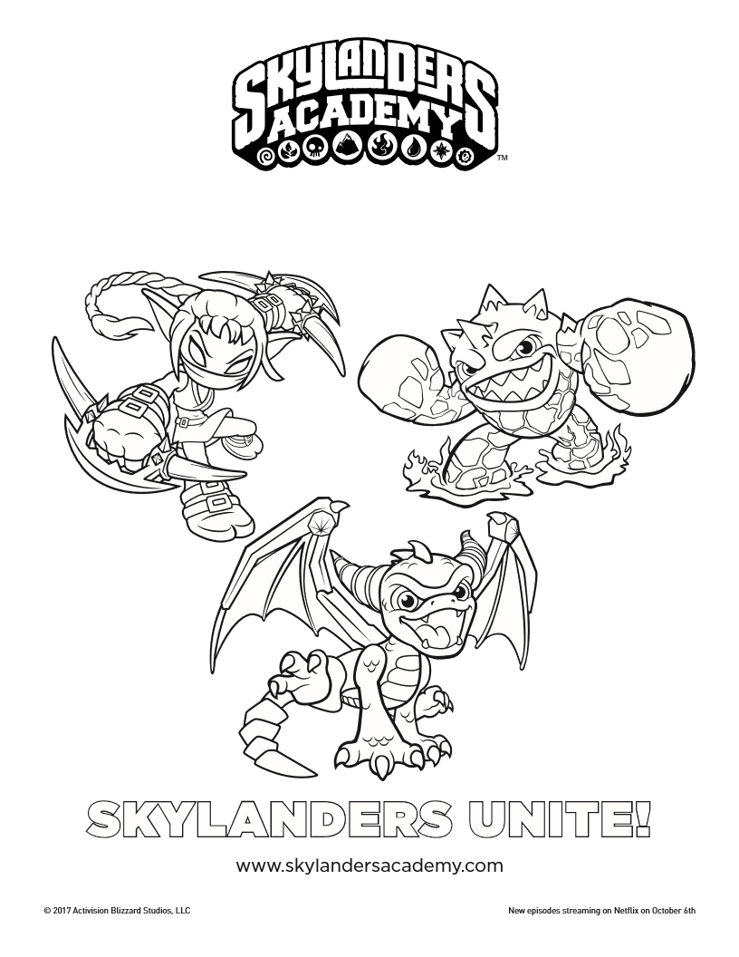 skylanders characters coloring pages