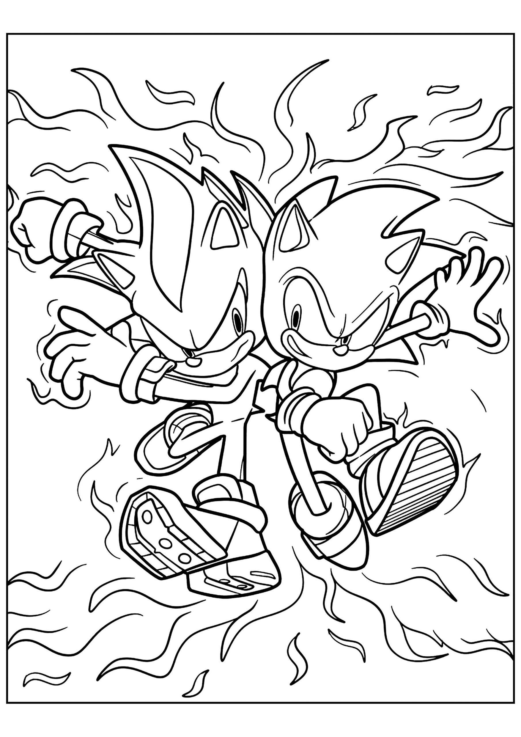 Sonic And Shadow Sonic Coloring Pages