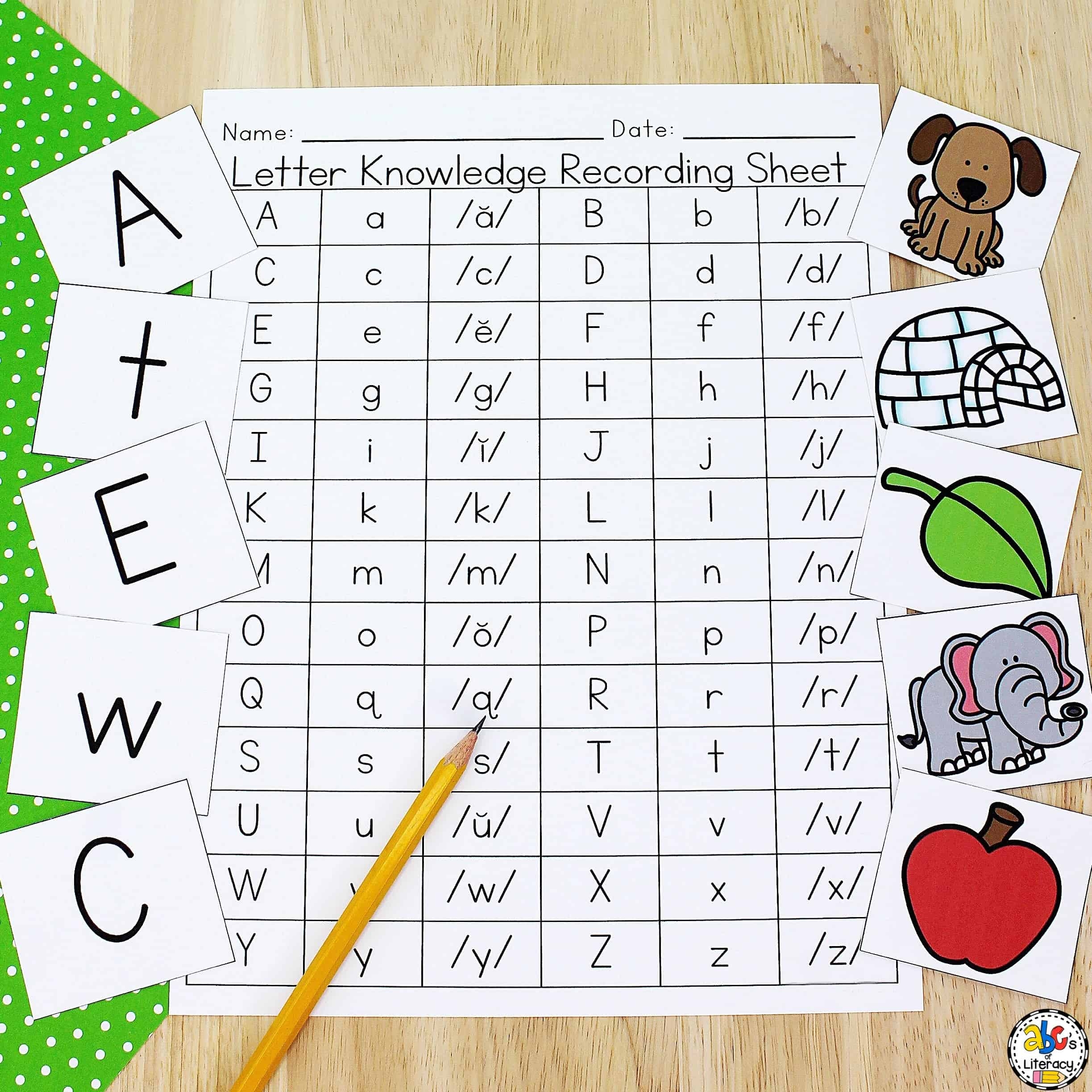 Sound Letter Knowledge Assessment Recording Sheets