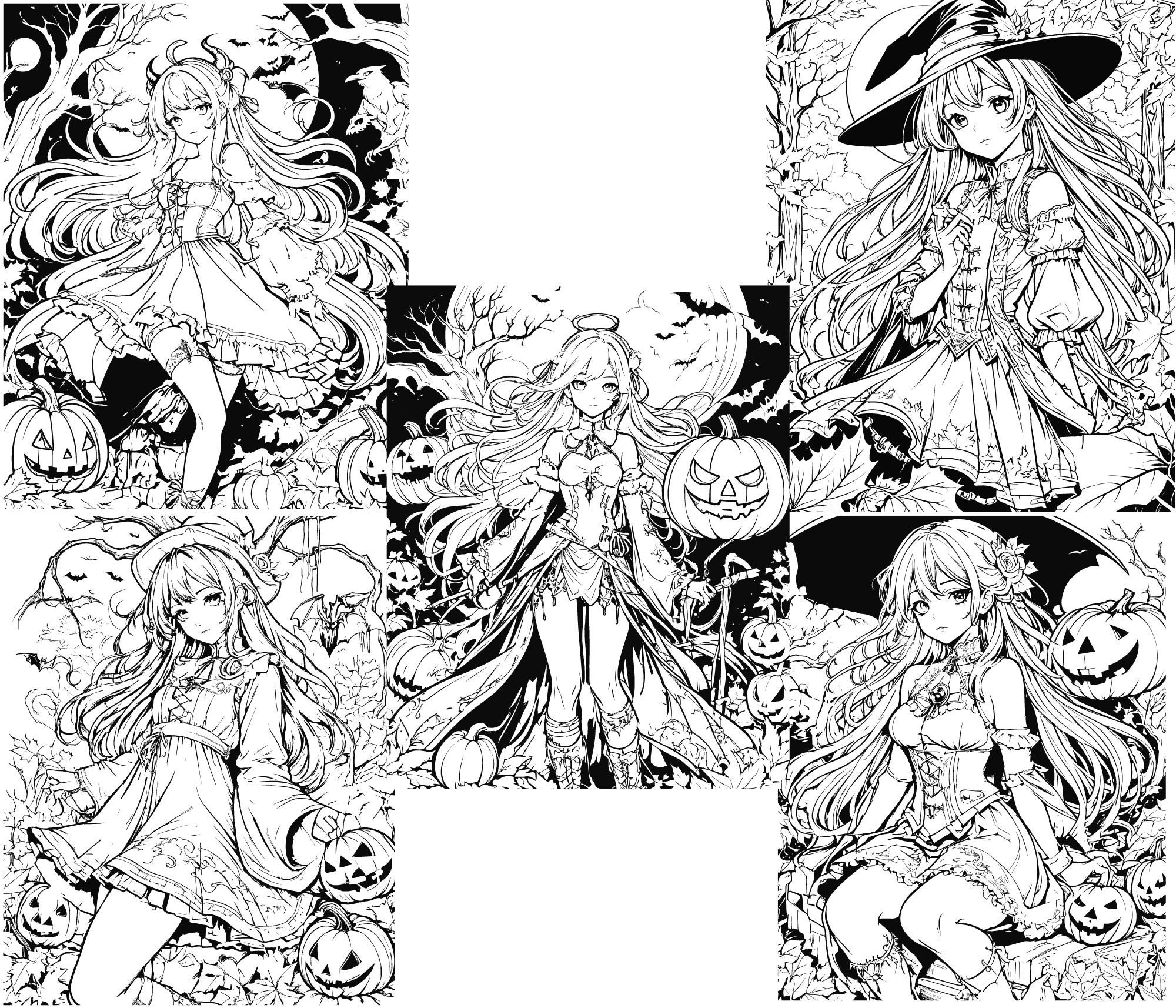 Spooky Anime Halloween Coloring Pages Etsy