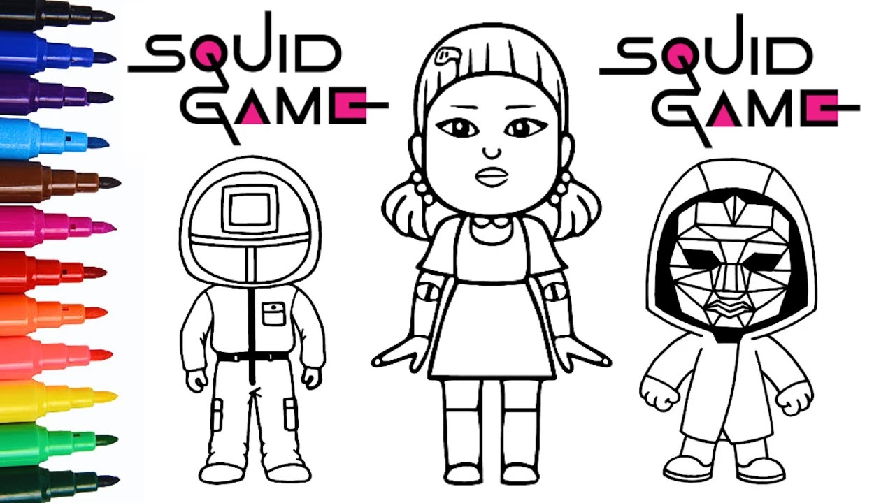 Squid Game Coloring Pages Netflix Squid Game Doll Front Man Guards YouTube