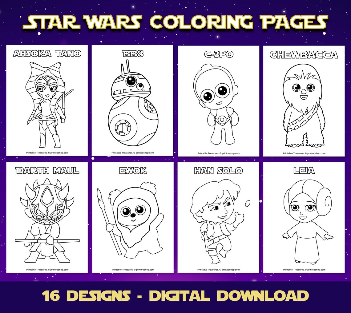 Star Wars Coloring Pages 16 Heroes PrintooShop