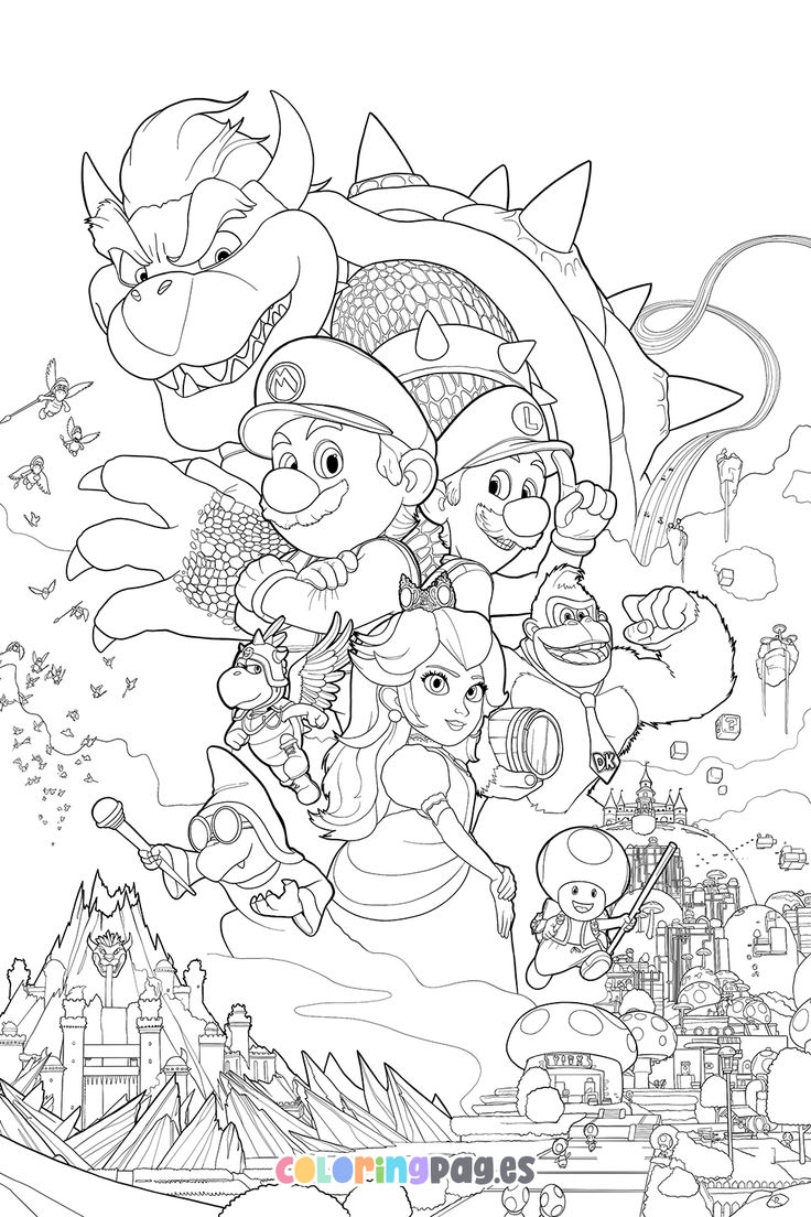 Super Mario Bros Movie Poster Coloring Page