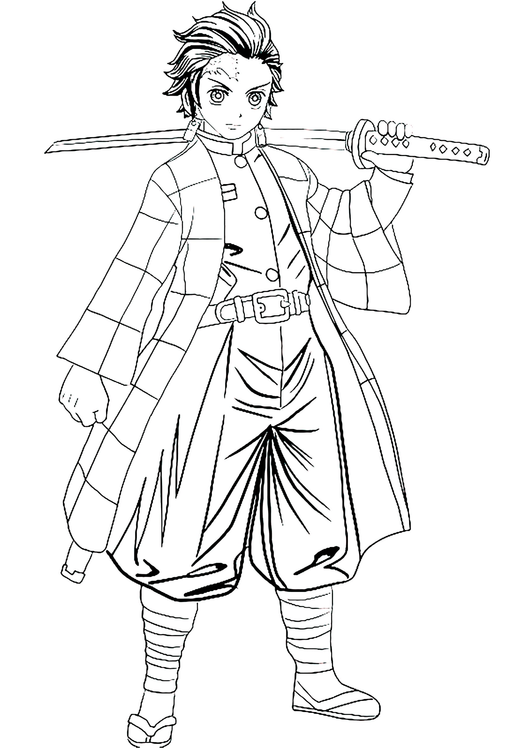 Tanjiro Kamado With His Sword Demon Slayer Coloring Pages Tanjiro Kamado With His Sword Demon Slayer Coloring Pages