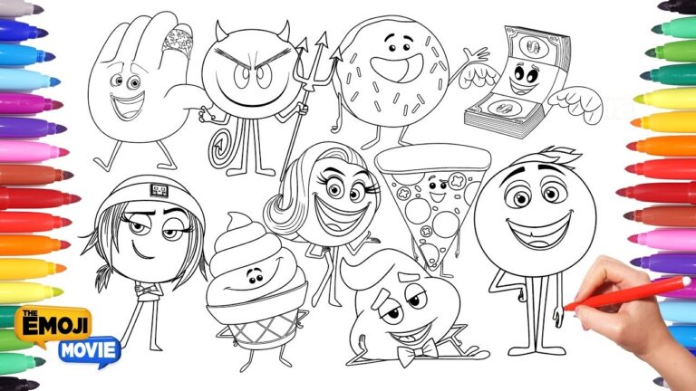 THE EMOJI MOVIE Coloring Pages For Kids Drawing And Painting Emojis Learning Video For Kids YouTube