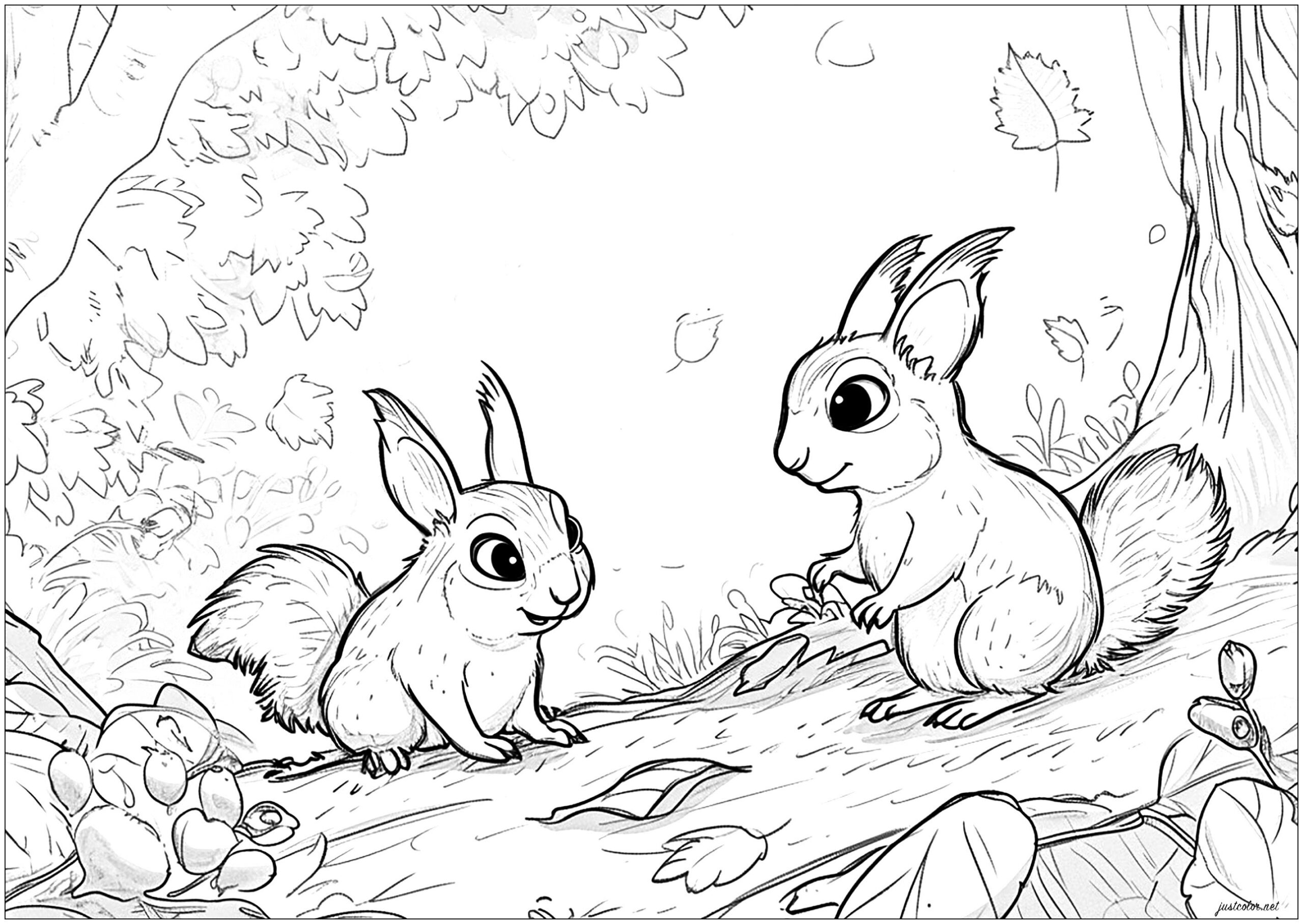 Two Little Squirrels On A Tree Branch Squirrel Coloring Pages Two Little Squirrels On A Tree Branch Squirrel Coloring Pages