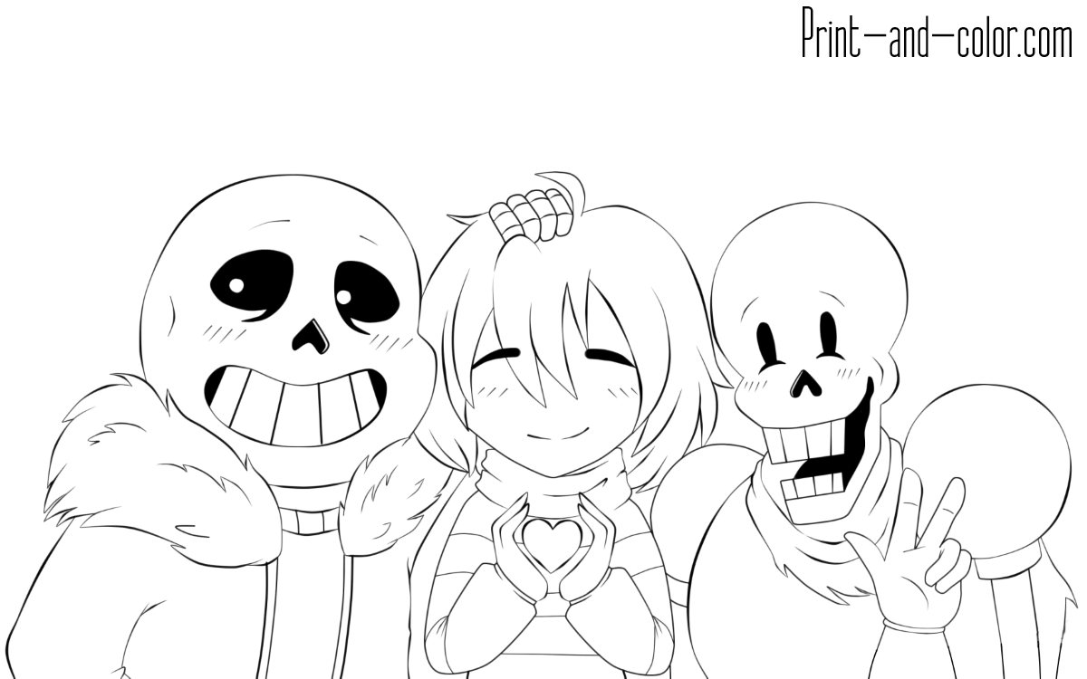 sans anime coloring page