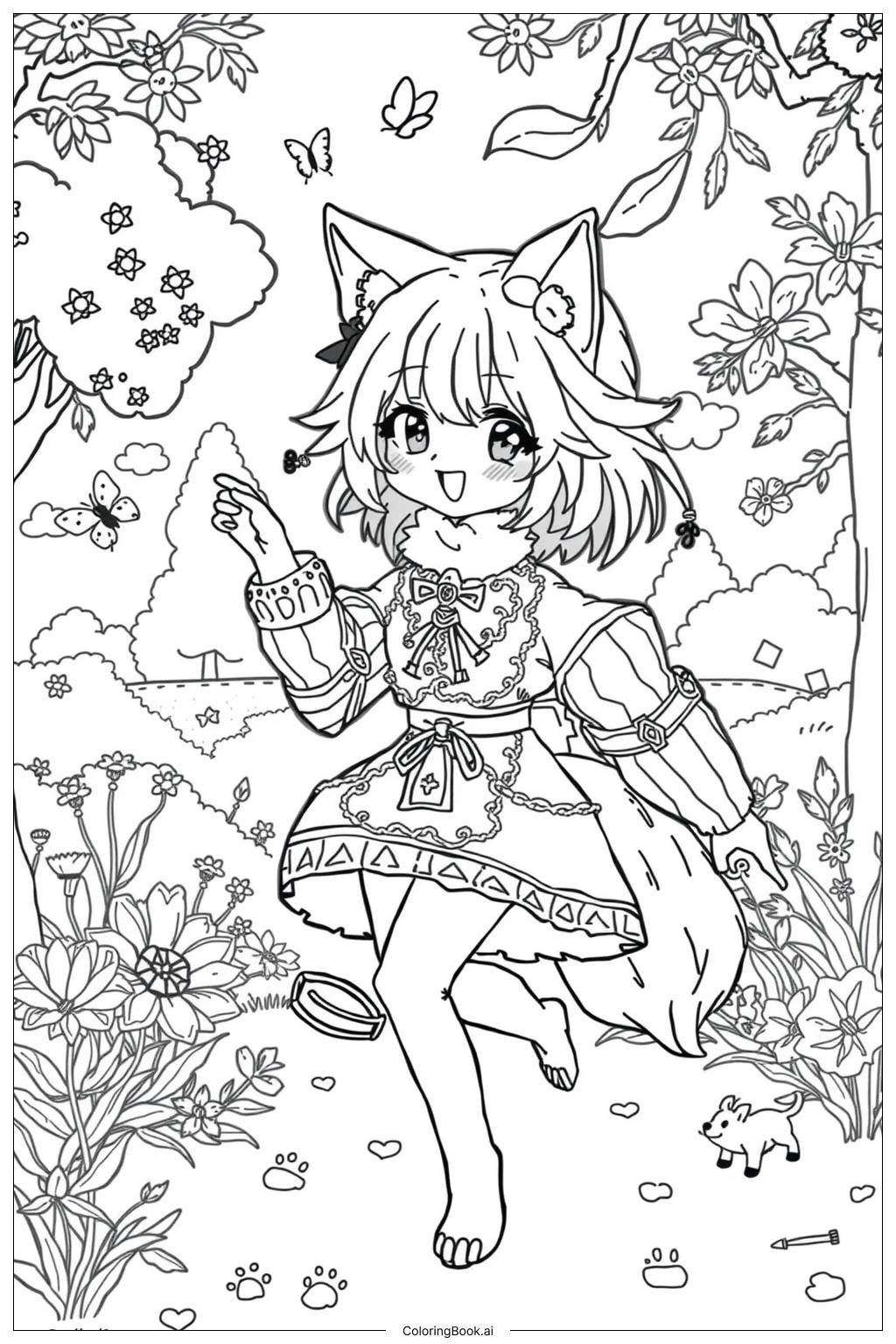 anime girl coloring page