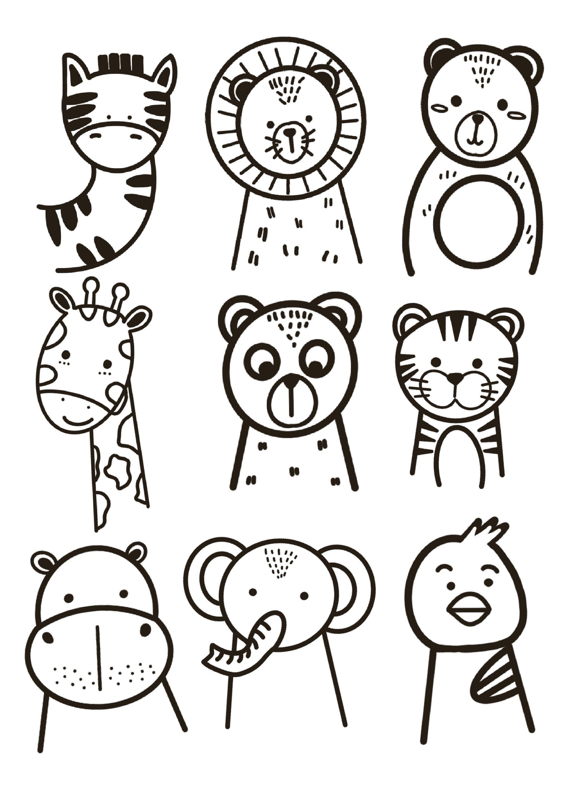 Zoo Animal Coloring Page Kids Printable Activity digital Download Etsy