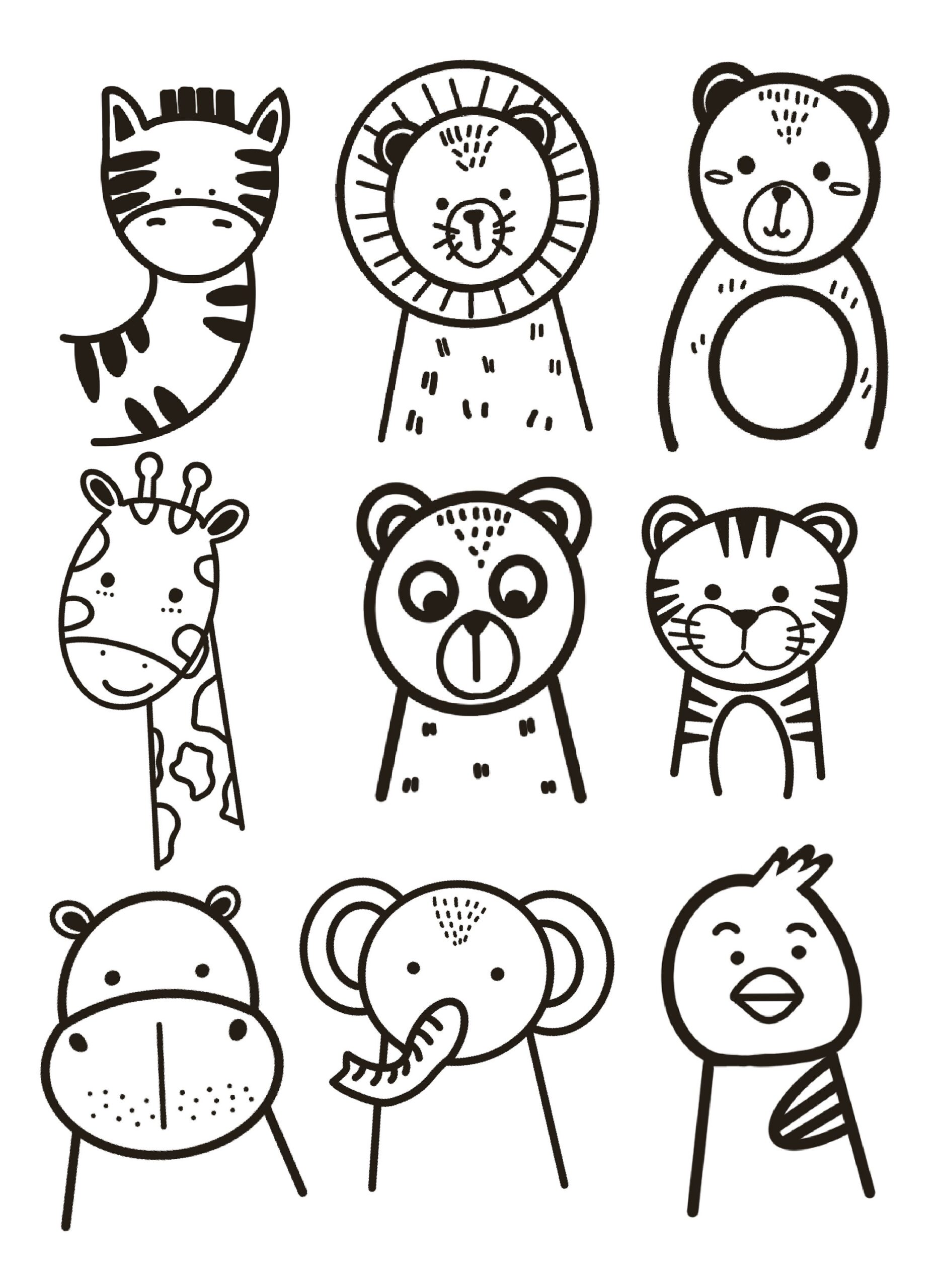 easy printable animal coloring pages